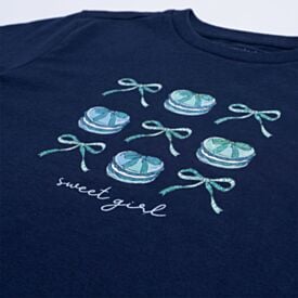Pijama Infantil Menina 4 a 10 Anos Curto Em Algodão Marmelada Azul Marinho