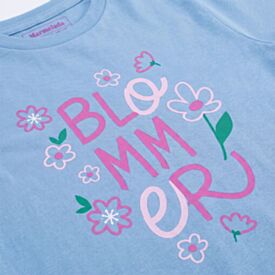 Pijama Infantil Menina 4 a 10 Anos Curto Floral Marmelada Azul