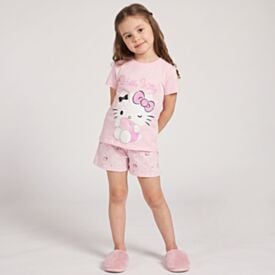 Pijama Infantil Menina 4 a 10 Anos Curto Hello Kitty Disney Rosa