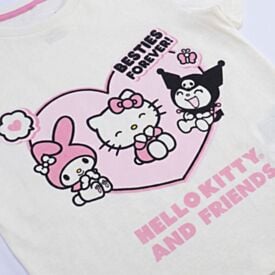 Pijama Infantil Menina 4 a 10 Anos Curto Hello Kitty e Friends Disney Off White