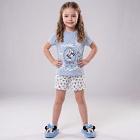 Pijama Infantil Menina 4 a 10 Anos Curto Minnie Disney Azul