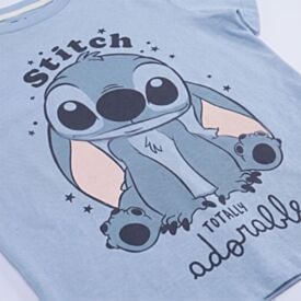 Pijama Infantil Menina 4 a 10 Anos Curto Stitch Disney Azul