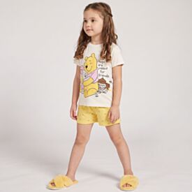 Pijama Infantil Meninas 4 a 10 Anos Curto Pooh Disney Off White