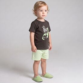 Pijama Infantil Menino 1 a 3 anos Curto Dino Yoyo Kids Verde