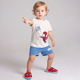 Pijama Infantil Menino 1 a 3 Anos Curto Spider Disney Off White