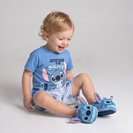 Pijama Infantil Menino 1 a 3 Anos Curto Stitch Disney Azul