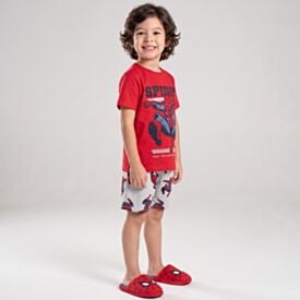 Pijama Infantil Menino 4 a 10 Anos Curto Spider Disney Vermelho