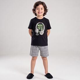Pijama Infantil Menino Music 4 a 10 Anos Curto Hot Dog