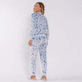 Pijama Feminino Longo Em Plush Pets Camila Moretti Estampado