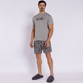 Pijama Masculino Curto Peletizado Disney Carros Cinza