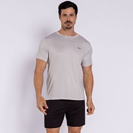 Pijama Masculino Curto Peletizado Marc Alain Geometrico Cinza