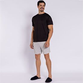 Pijama Masculino Curto Peletizado Marc Alain Geometrico Preto