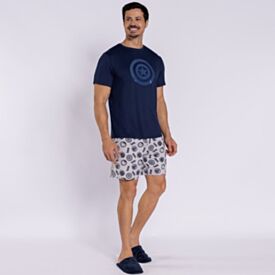 Pijama Masculino Curto Peletizado Marvel Vingadores Marinho