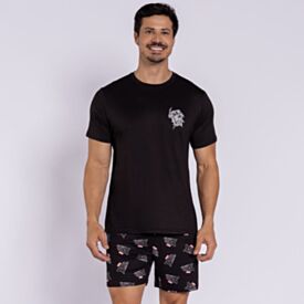 Pijama Masculino Curto Peletizado Marvel Wolverine Preto