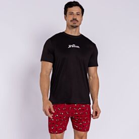 Pijama Masculino Curto Peletizado Marvel Spider-Man Preto