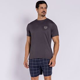 Pijama Masculino Peletizado Marc Alain Xadrez Chumbo