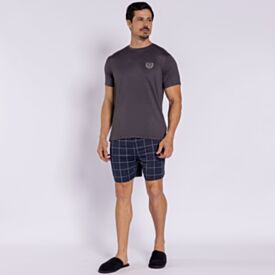 Pijama Masculino Peletizado Marc Alain Xadrez Chumbo