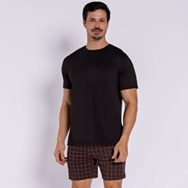 Pijama Masculino Peletizado Marc Alain Grid Preto