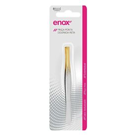 Pinça Reta com Ponta Dourada Enox Belliz - Aço Inoxidável