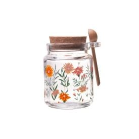 Porta Condimentos Com Colher De Bambu Flora Rosa Lyor - 200ml