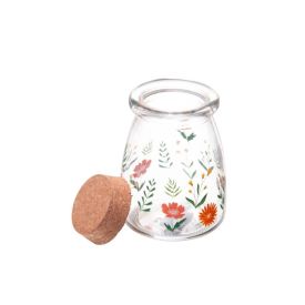 Porta Condimentos De Vidro Com Rolha De Bambu Lyor - Flora Rosa