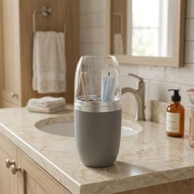 Porta Escova Dental com Tampa Arthi 500Ml - Cinza