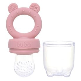 Porta Frutinhas em Silicone Ursinho Buba 6M - Rosa Claro