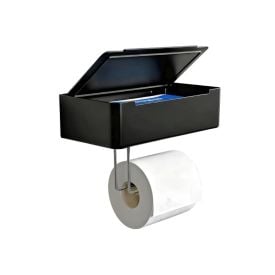 Suporte de Papel Higiênico com Porta Lenços Umedecidos 25Cm Niquelart - Preto