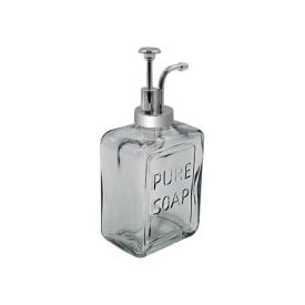 Porta Sabonete Líquido de Vidro Quadrado Havan Casa 570 ml - Cinza Translucido
