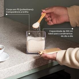 Porta Condimentos com Colher e Tampa em Bambu Brisa 330Ml Coza