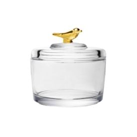 Pote Cristal com Tampa Golden Bird Wolff 7,5Cm