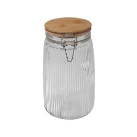 Pote De Vidro Canelado Com Tampa De Bambu Havan Casa - 1,8  Litros