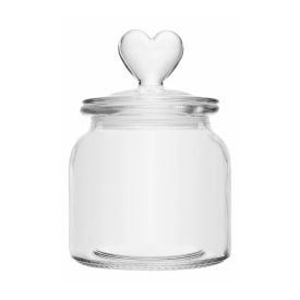 Pote de Vidro com de Tampa Coração 690Ml Lyor - Transparente
