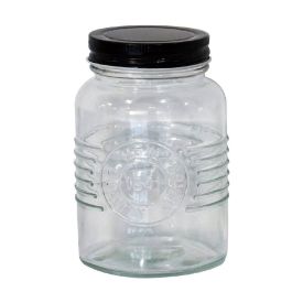 Pote De Vidro Com Tampa De Metal Dynasty 600Ml - Preto 
