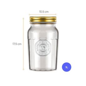Pote De Vidro Com Tampa Vintage Marinex 1L - Transparente
