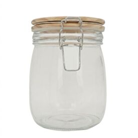 Pote Hermético Vidro Vítreo Tampa Madeira 750Ml Mimo Style