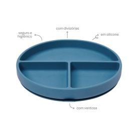 Pratinho Em Silicone Com Ventosa E Divisória Buba - Azul Escuro