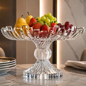 Prato de Bolo com Pé de Vidro Milan 29Cm em Casa Tem Glass - Inga