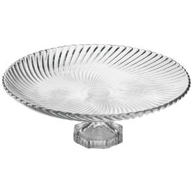 Prato de Vidro com Pé Vitrum em Casa Tem Glass 33Cm - Inga