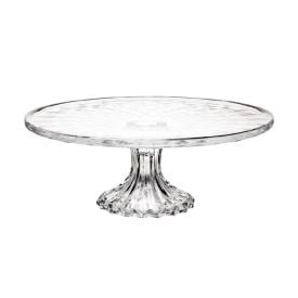 Prato Para Bolo Com Pé Diamante Lyor 30 Cm - Transparente