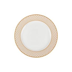 Prato de Sobremesa Porcelana Borda Dourada 21Cm Hauskraft - REGALIS