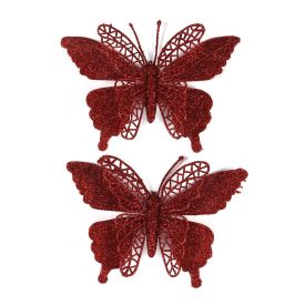 Prendedor Borboleta Vermelha 2 Unidades 12 cm Tuut - 31532
