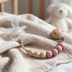 Prendedor de Chupeta Silicone e Bambu Buba - Rosa