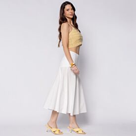 Regata Feminina Cropped Em Tricot Boby Blues Manteiga