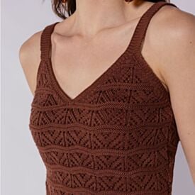 Regata Feminina Cropped Em Tricot Boby Blues Marrom Wine