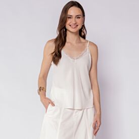 Regata Feminina Em Crepe Patricia Foster Off White