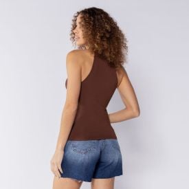 Regata Feminina Gola Alta Boby Blues Marrom