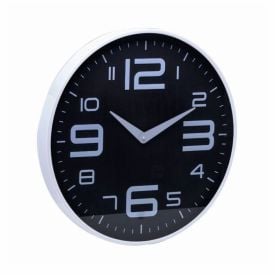 Relógio De Parede Lyor 30,5 Cm - Preto Com Branco