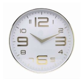 Relógio De Parede Lyor 30,5 Cm - Branco Com Dourado