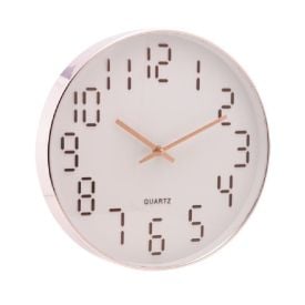 Relógio De Parede Lyor 30,5 Cm - Branco Com Rose 